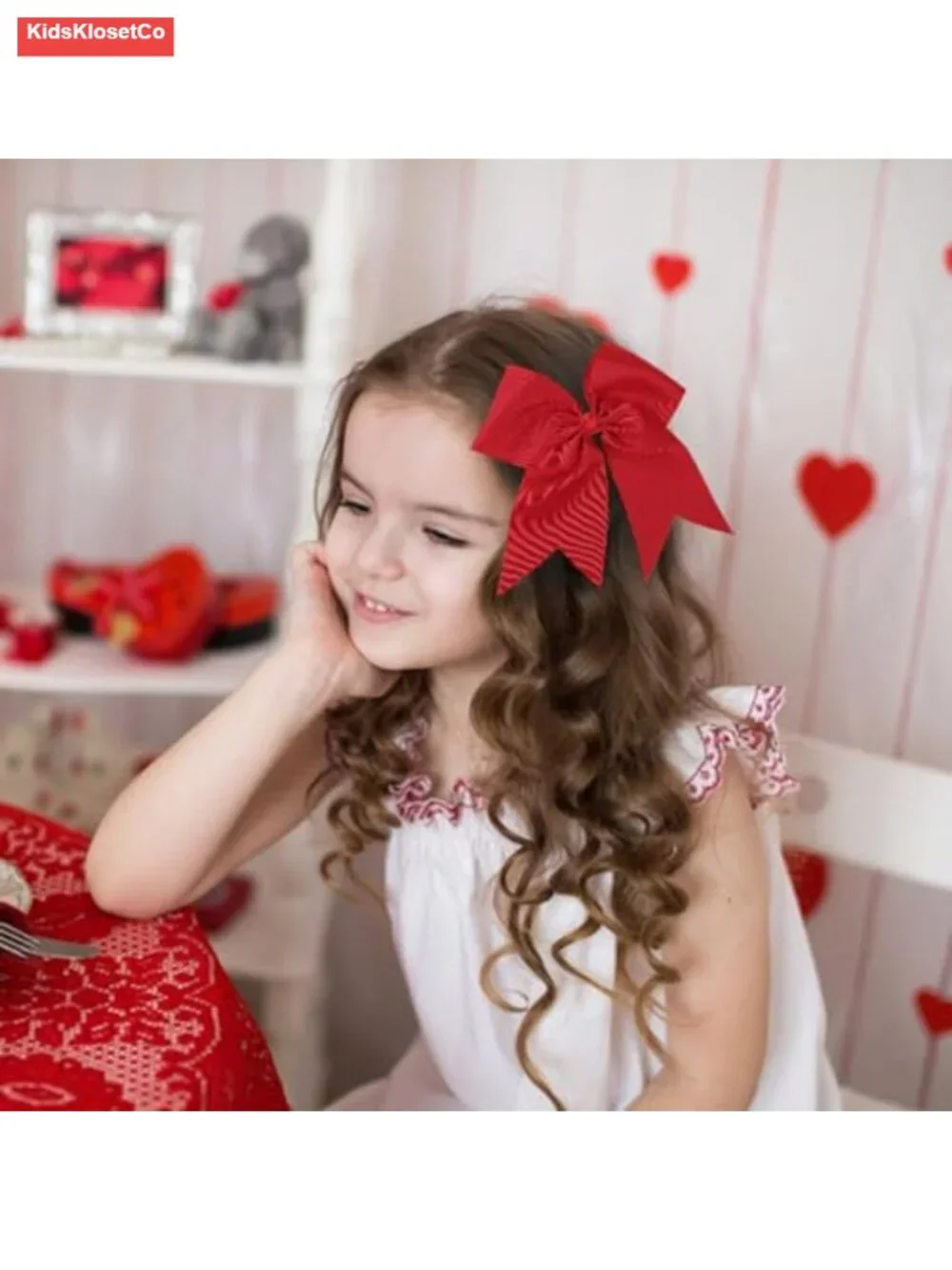 12-Pack 7-Inch Jumbo Hair Bows with Long Tails Grosgrain Ribbon Alligator Clips